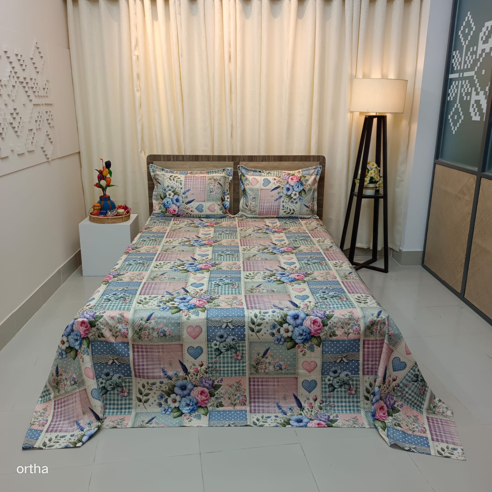 OLS Satin Cotton 3D Printed Bedsheet