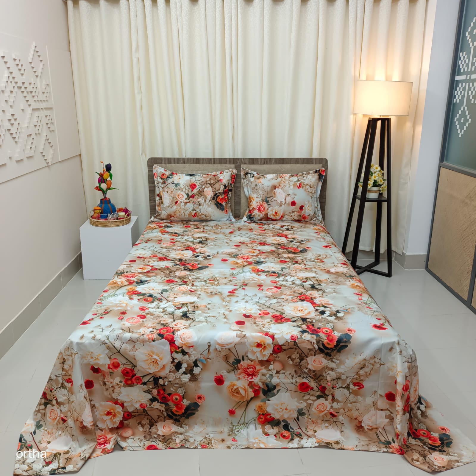 OLS Satin Cotton 3D Printed Bedsheet