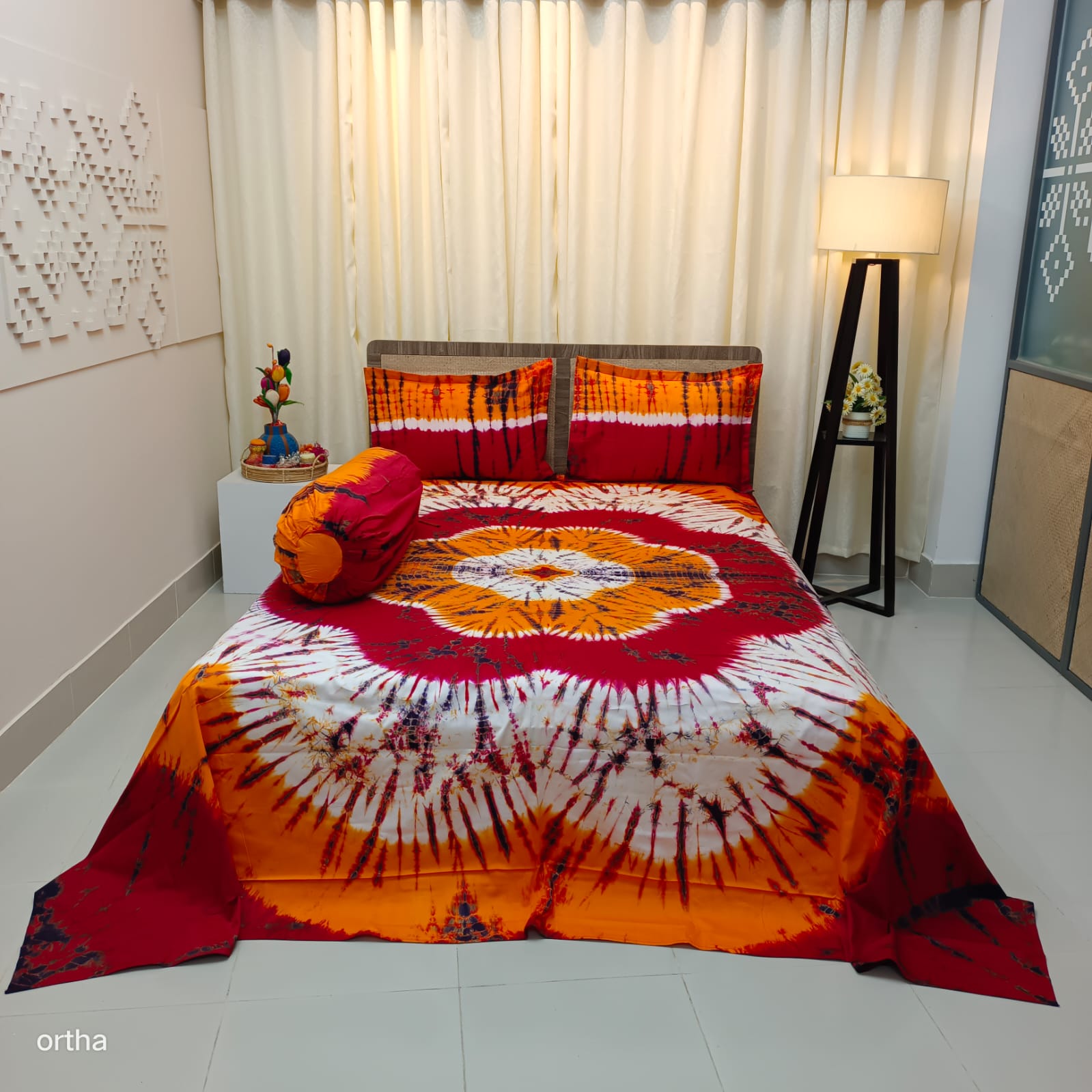 Tie-dye Plain Satin Cotton Ortha Bedsheet