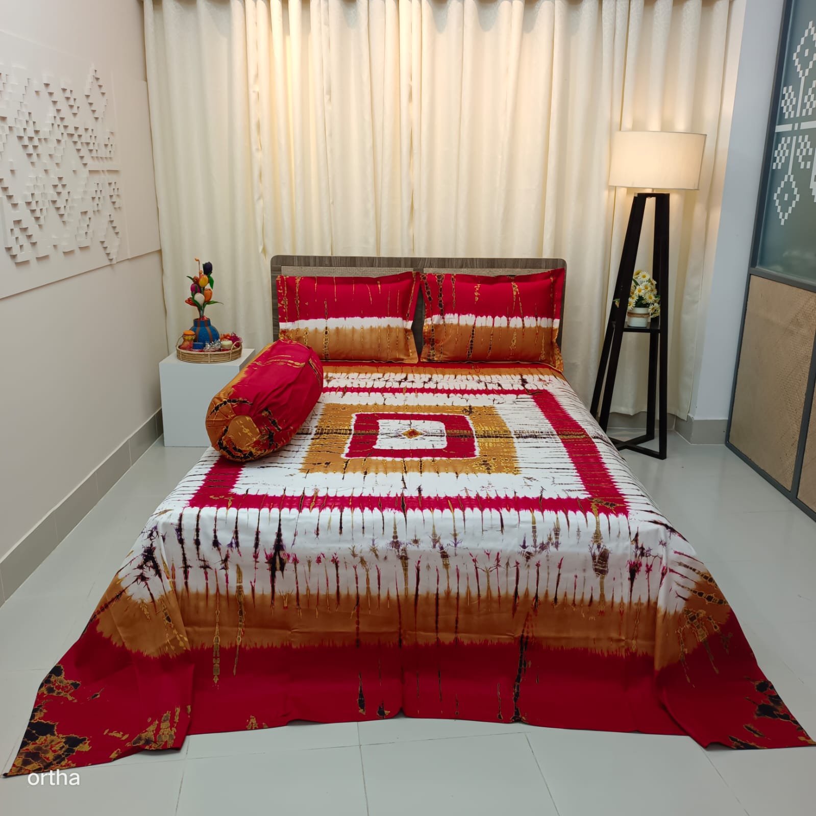 Tie-dye Plain Satin Cotton Ortha Bedsheet
