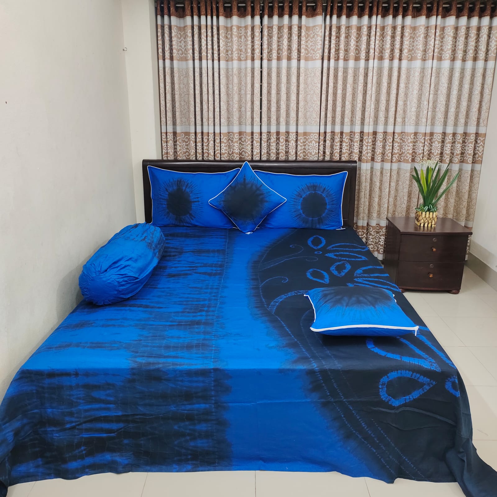 Tie-dye Luxury Twill Cotton Ortha Bedsheet - 6 Pecs Set
