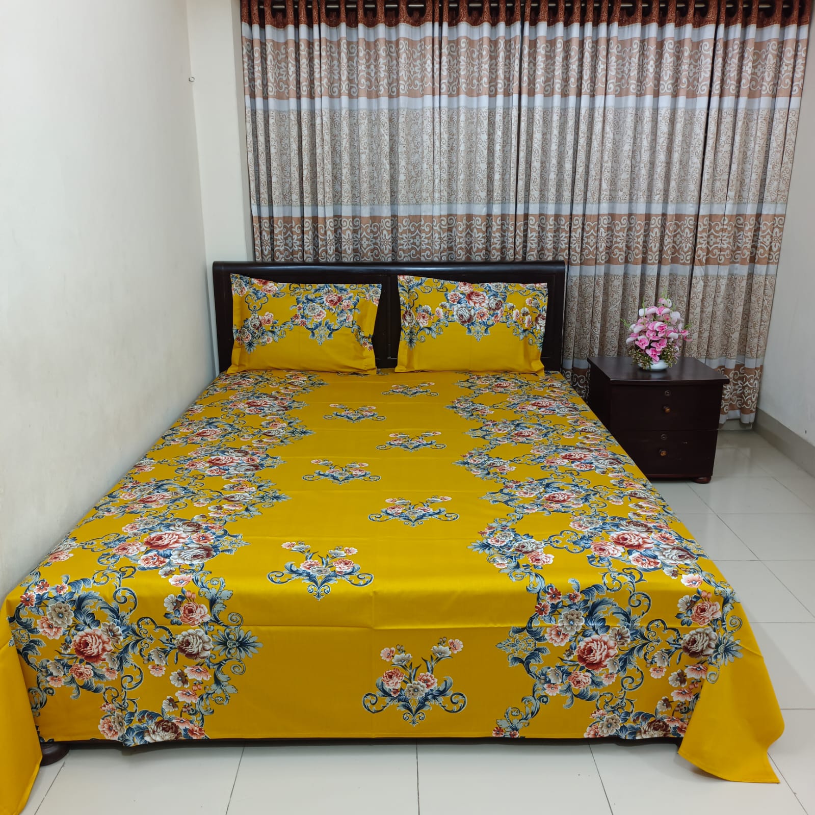 Luxury Twill Cotton Ortha Bedsheet – King Size – 3Pecs – King Mastered