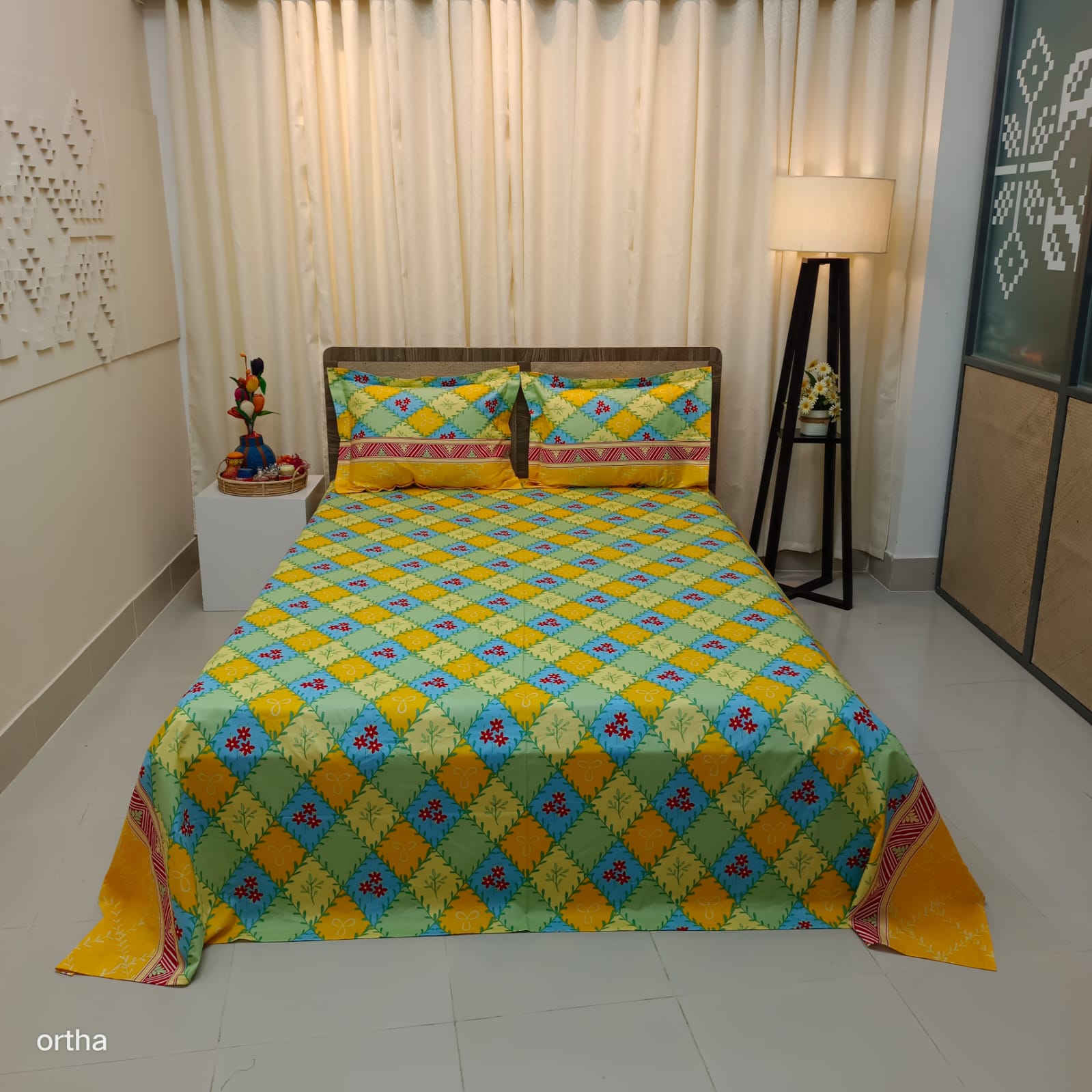 100% Cotton Luxury Twill Ortha Bedsheet – King Size – 3Pecs – Harmony Yellow