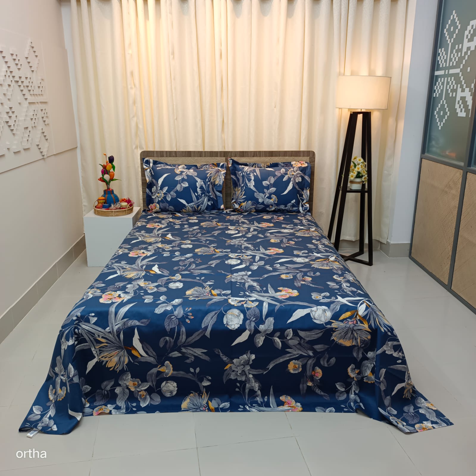 100% Cotton Luxury Twill Ortha Bedsheet – King Size – 3Pecs – Nila