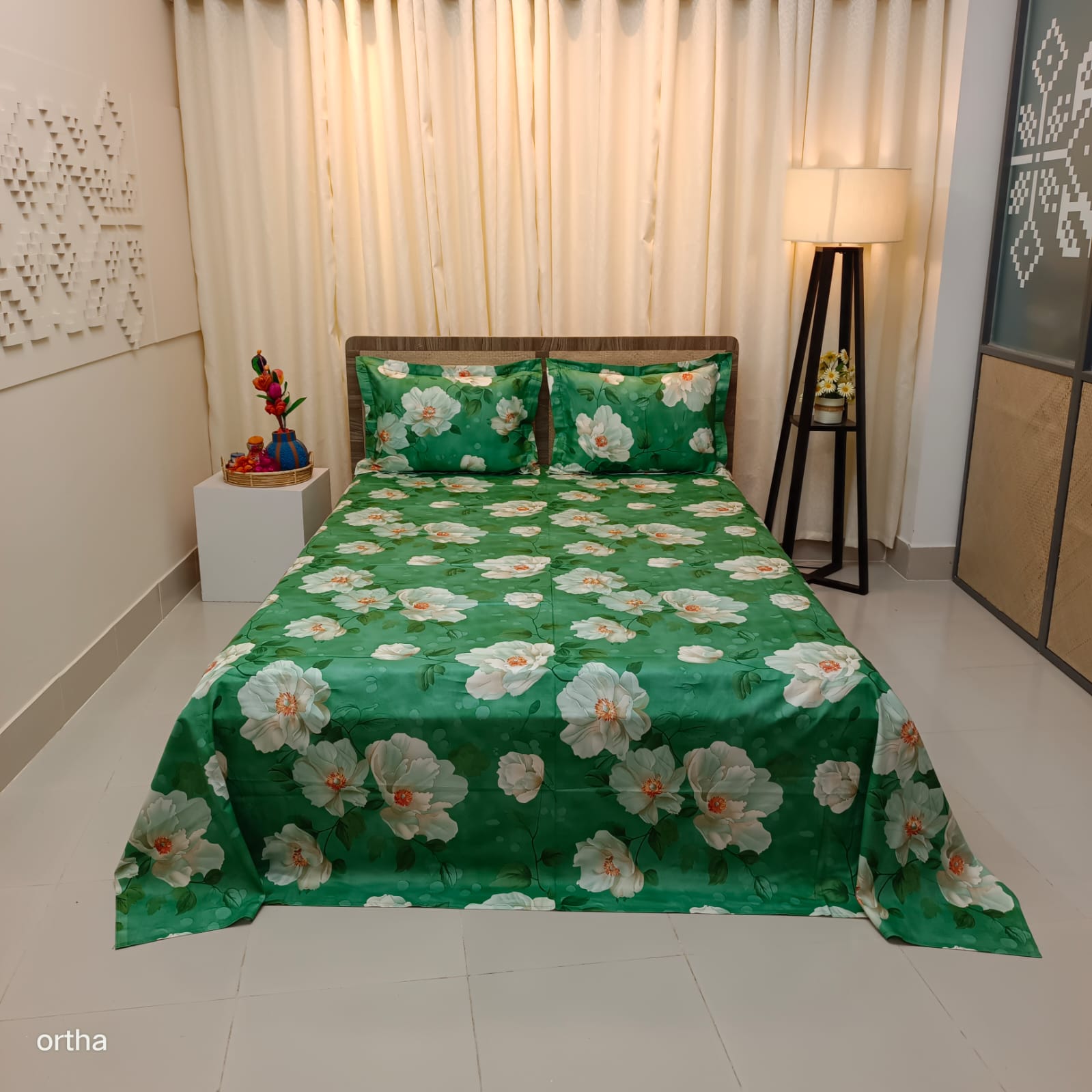 100% Cotton Luxury Twill Ortha Bedsheet – King Size – 3Pecs – Evergreen!