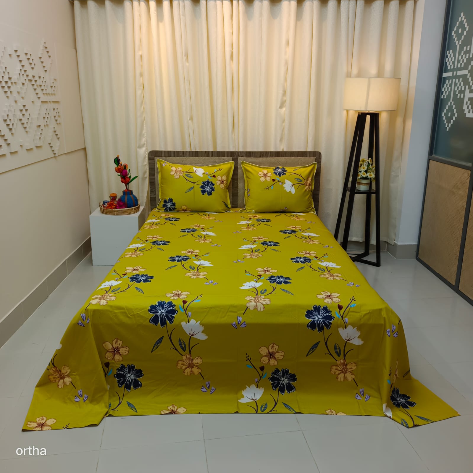 OLS Premium Satin Twill Cotton Bedsheet - Neon