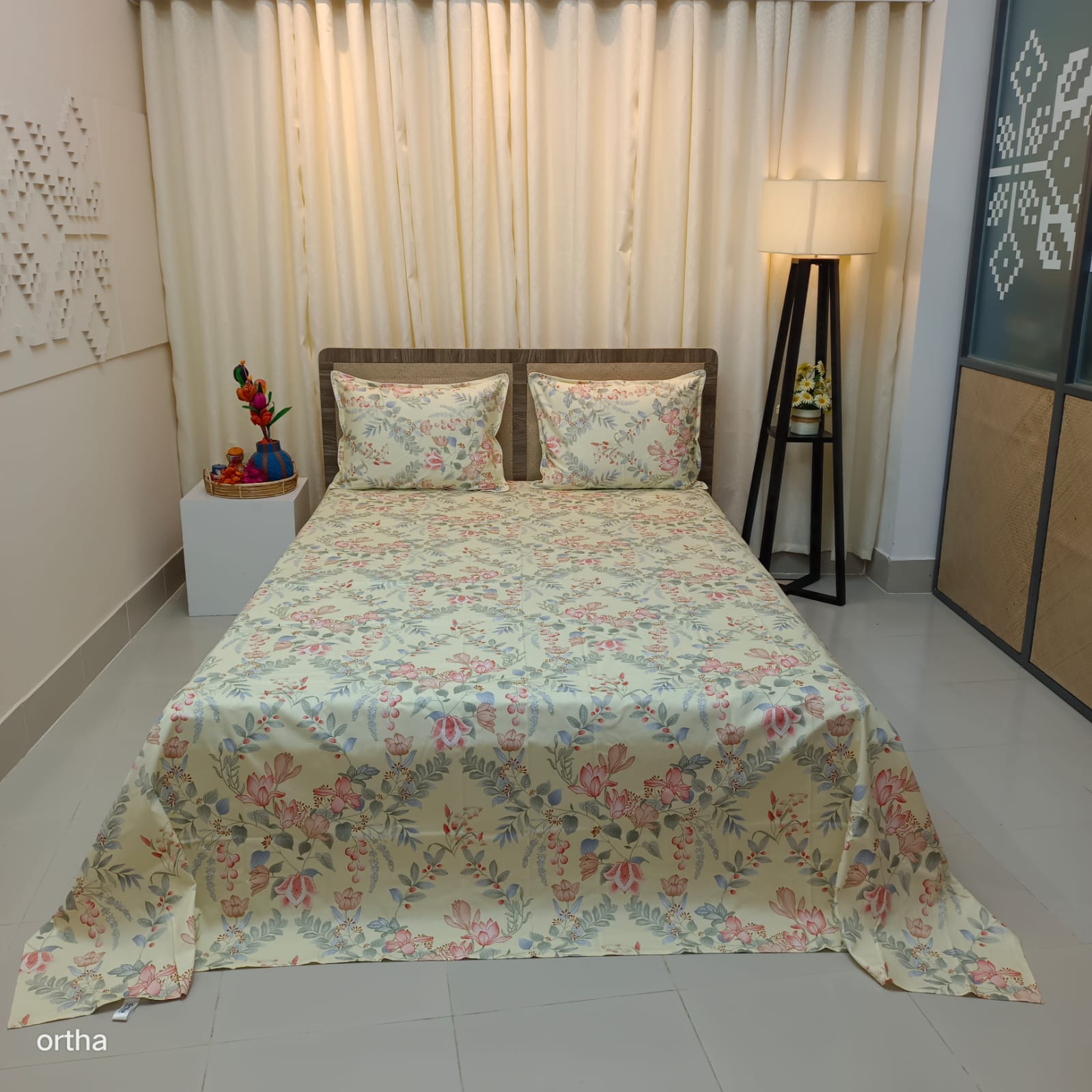 OLS Premium Satin Twill Cotton Bedsheet - Elora