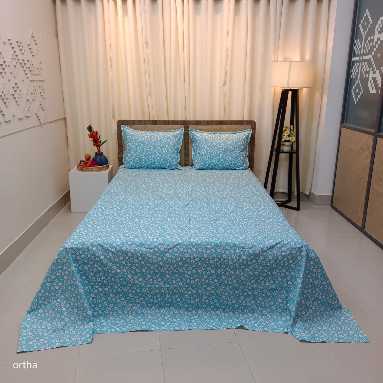 OLS Super King Size Pure Cotton Bedsheet - Hawa