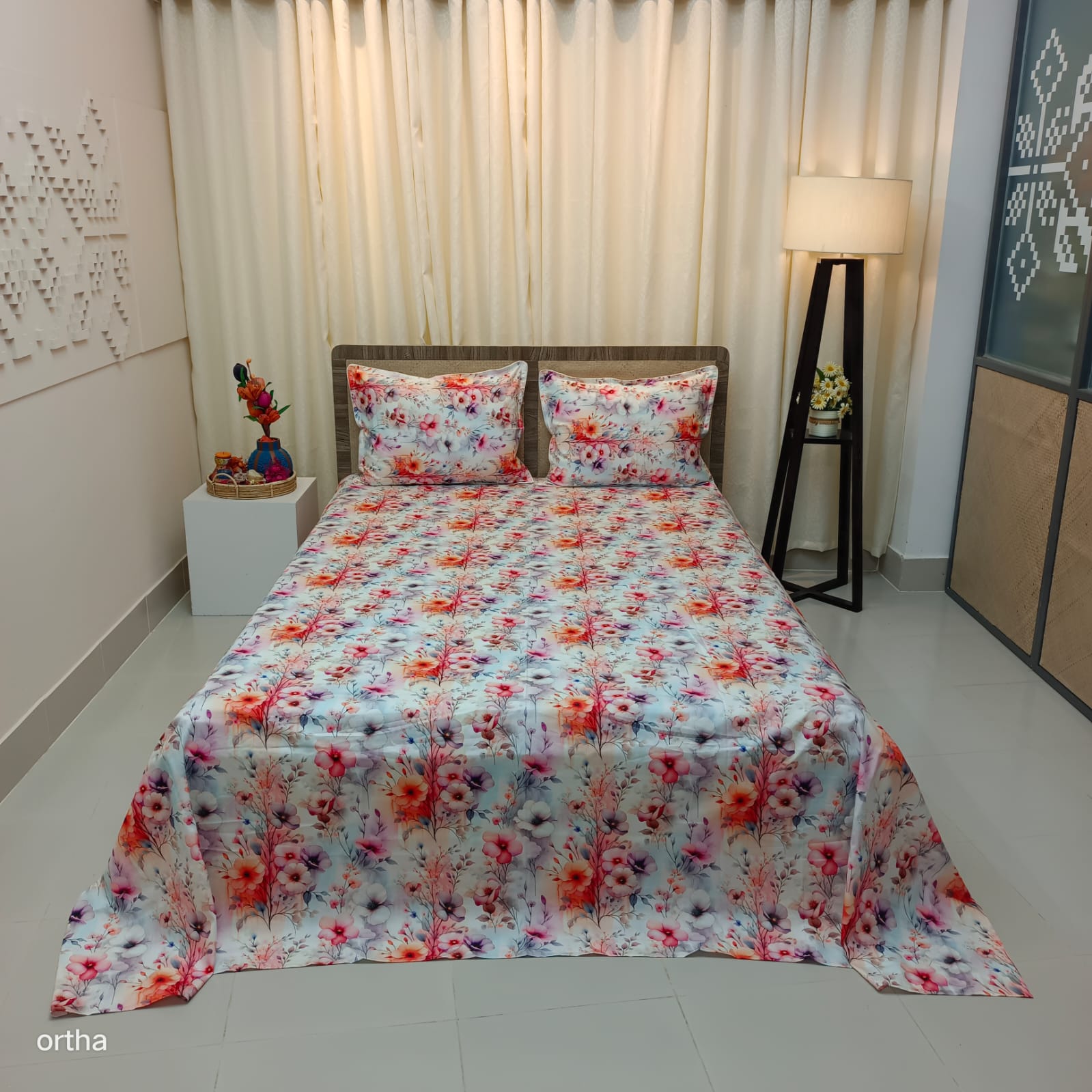 OLS Super King Size High End Cotton 3D Printed Bedsheet