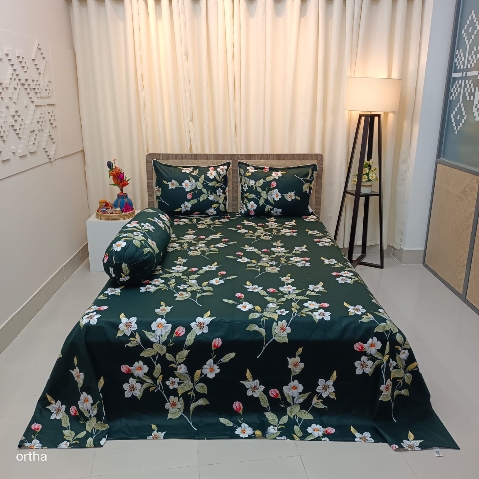 OLS Super King Size Luxury Twill Cotton Bedsheet - 4Pecs Set