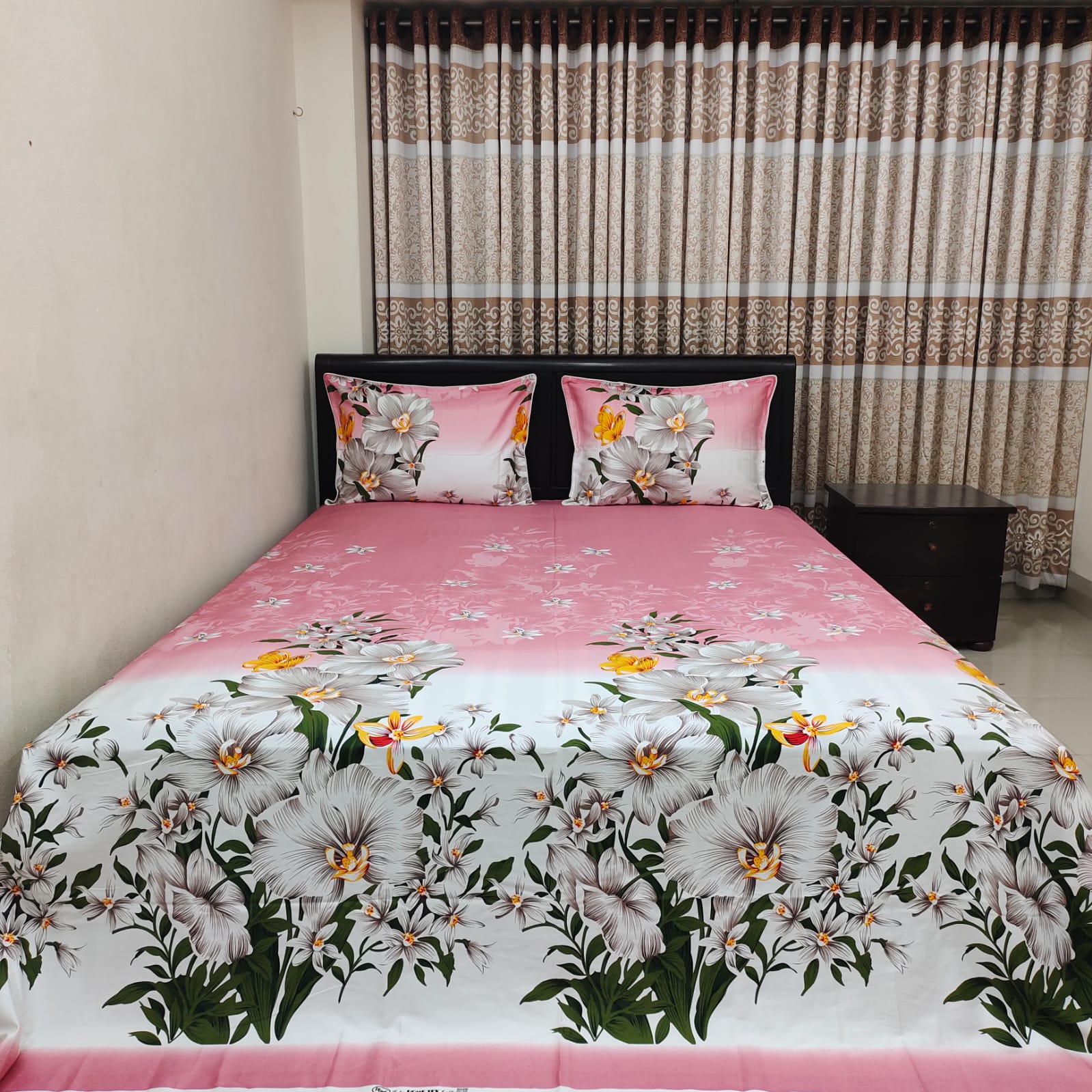 Super King Size High Quality Satin Cotton Bed Sheet (Onion Grass)