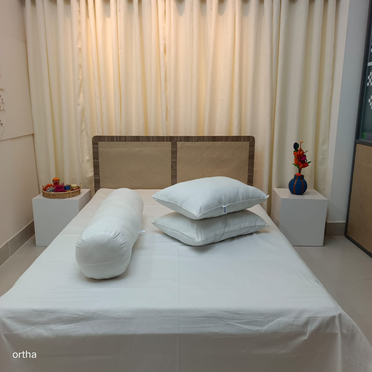 Premium Ortha Micro Fiber 2 Pecs Head Pillow - (18*24) Inch - Free 1 Pecs Side Pillow (34*40) Inch