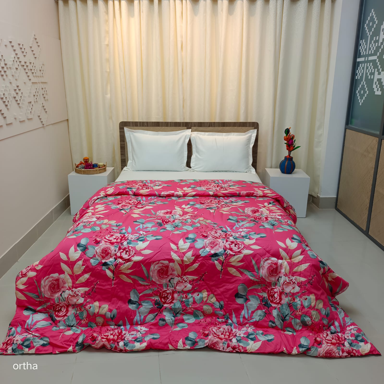 Finest Quality King Size Ortha Luxury Comforter (7 X 7.5 Feet) - Feather Touch Padding - Rose Pink