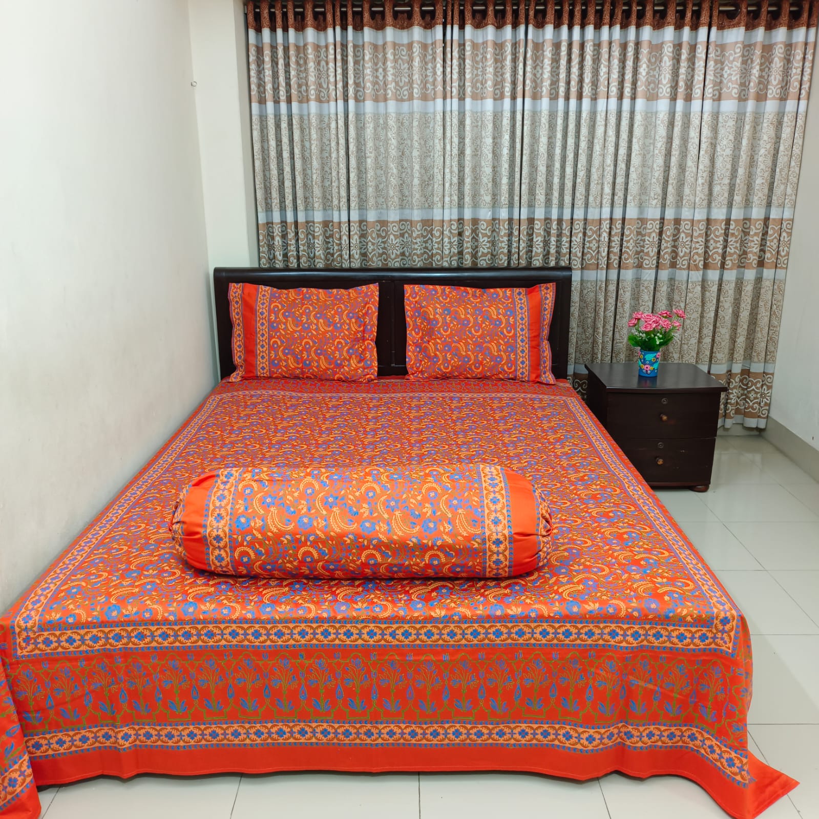 Hand Block Ortha Bedsheet – 4 Pecs - King Size