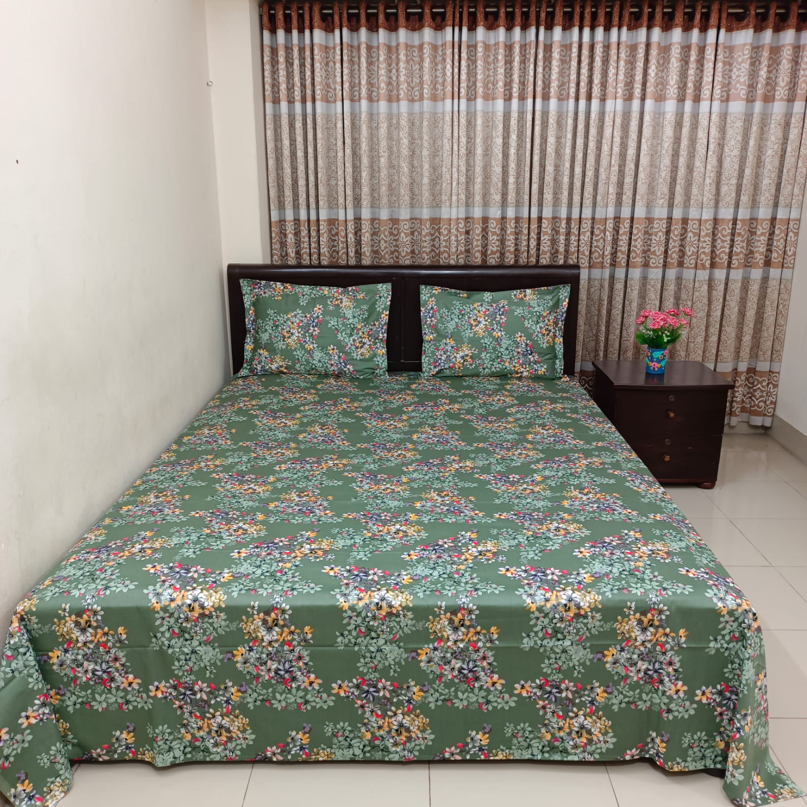 Luxury Twill Cotton Ortha Bedsheet – King Size – 3Pecs – Sheuli G