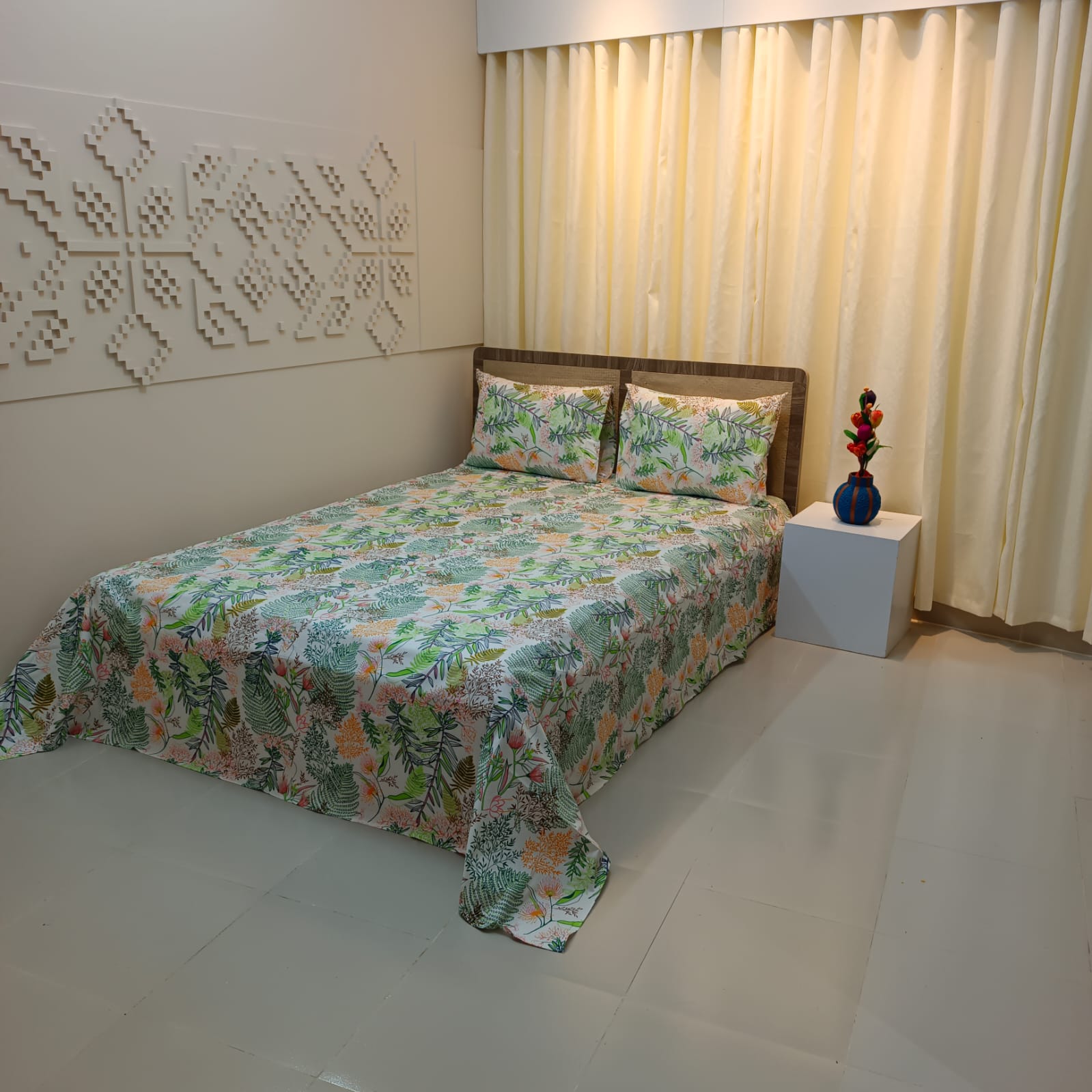 ORTHA EXPORT QUALITY PERCALE COTTON KING SIZE DOUBLE BEDSHEET – 3 PECS SET – SNOW FOREST