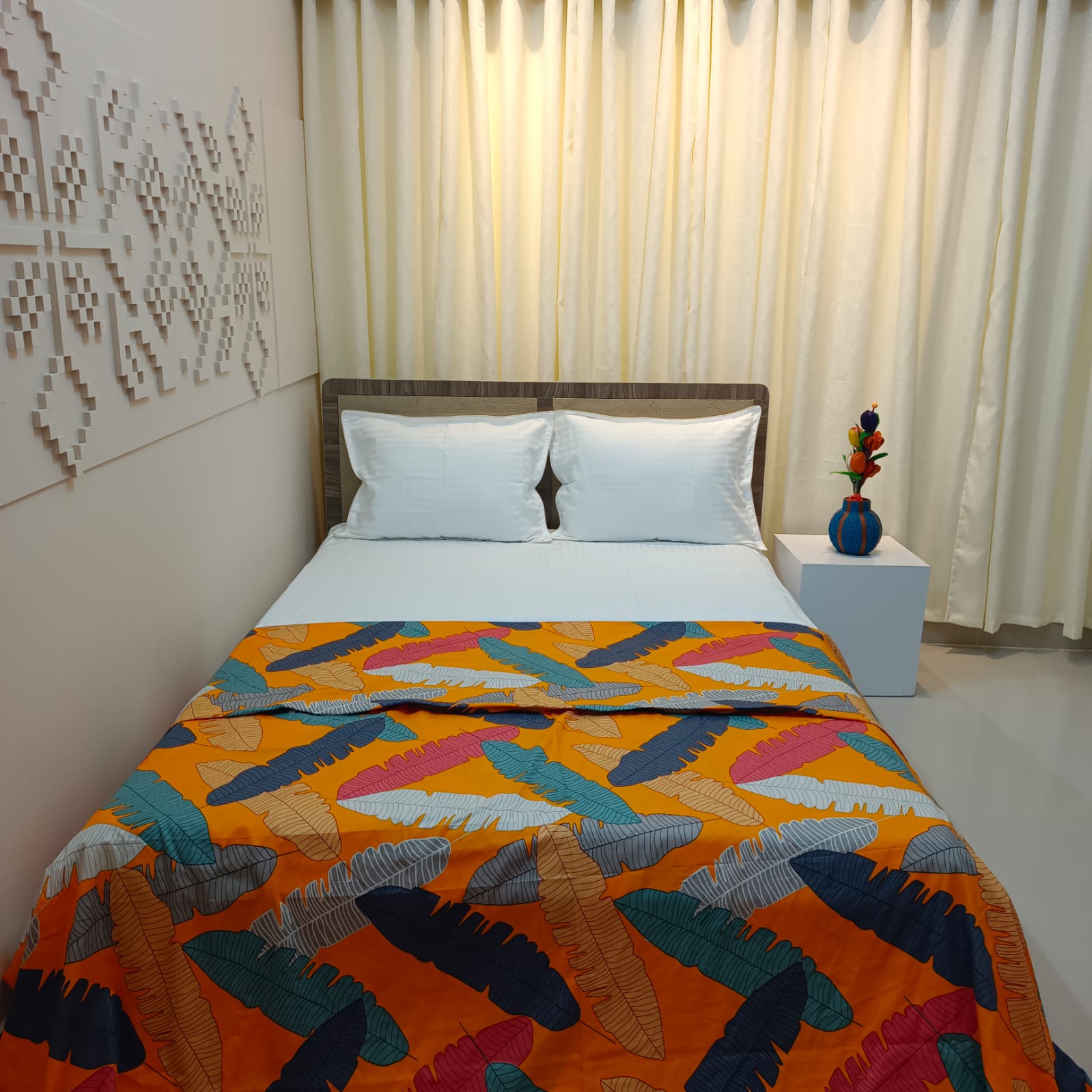 Finest Quality King Size Ortha Luxury Comforter Cover – Zipper System – 85*95 Inch – Kalapata Yellow