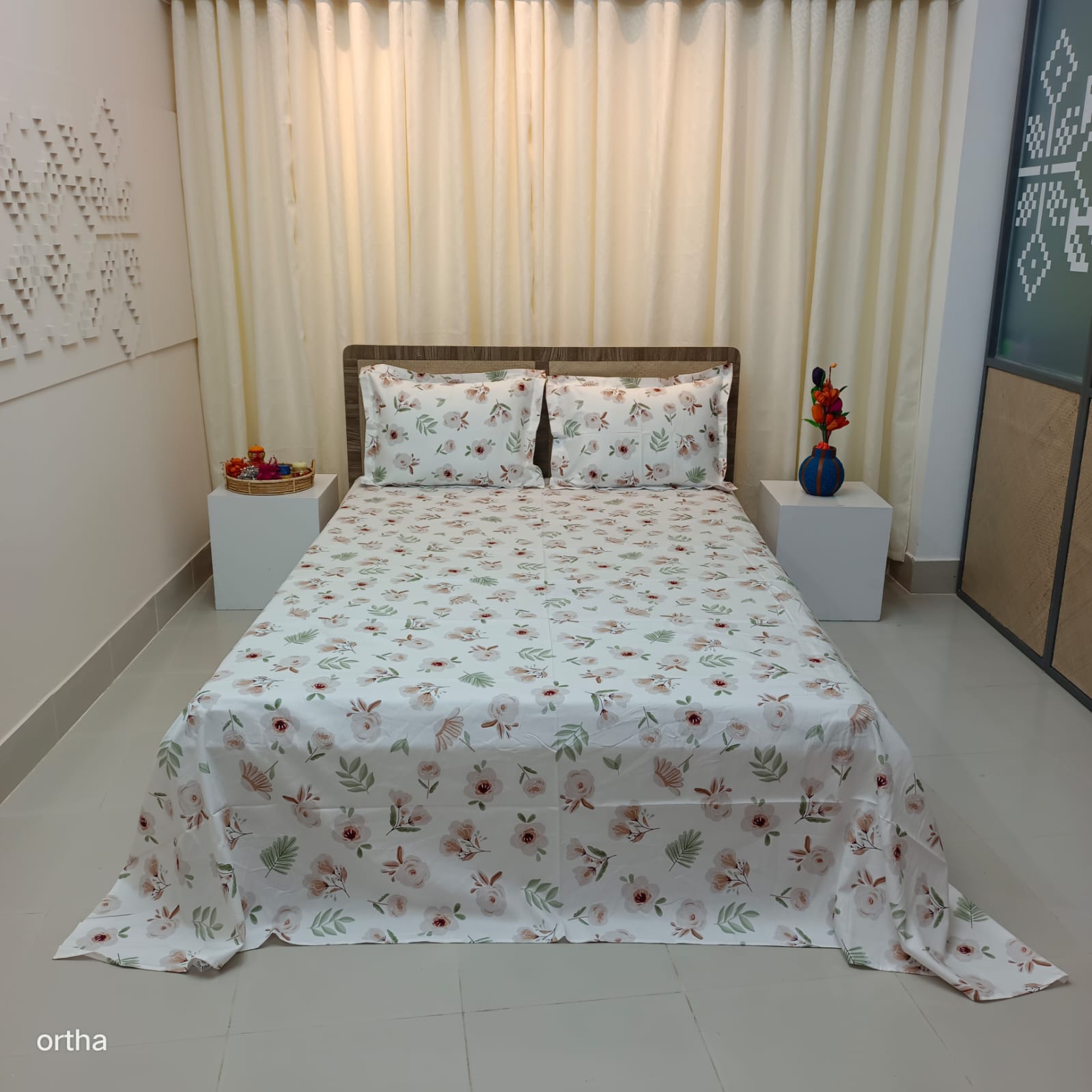 30/30 Count Luxury Exclusive Ortha Bedsheet – King Size – 3 Pecs Set – White Love