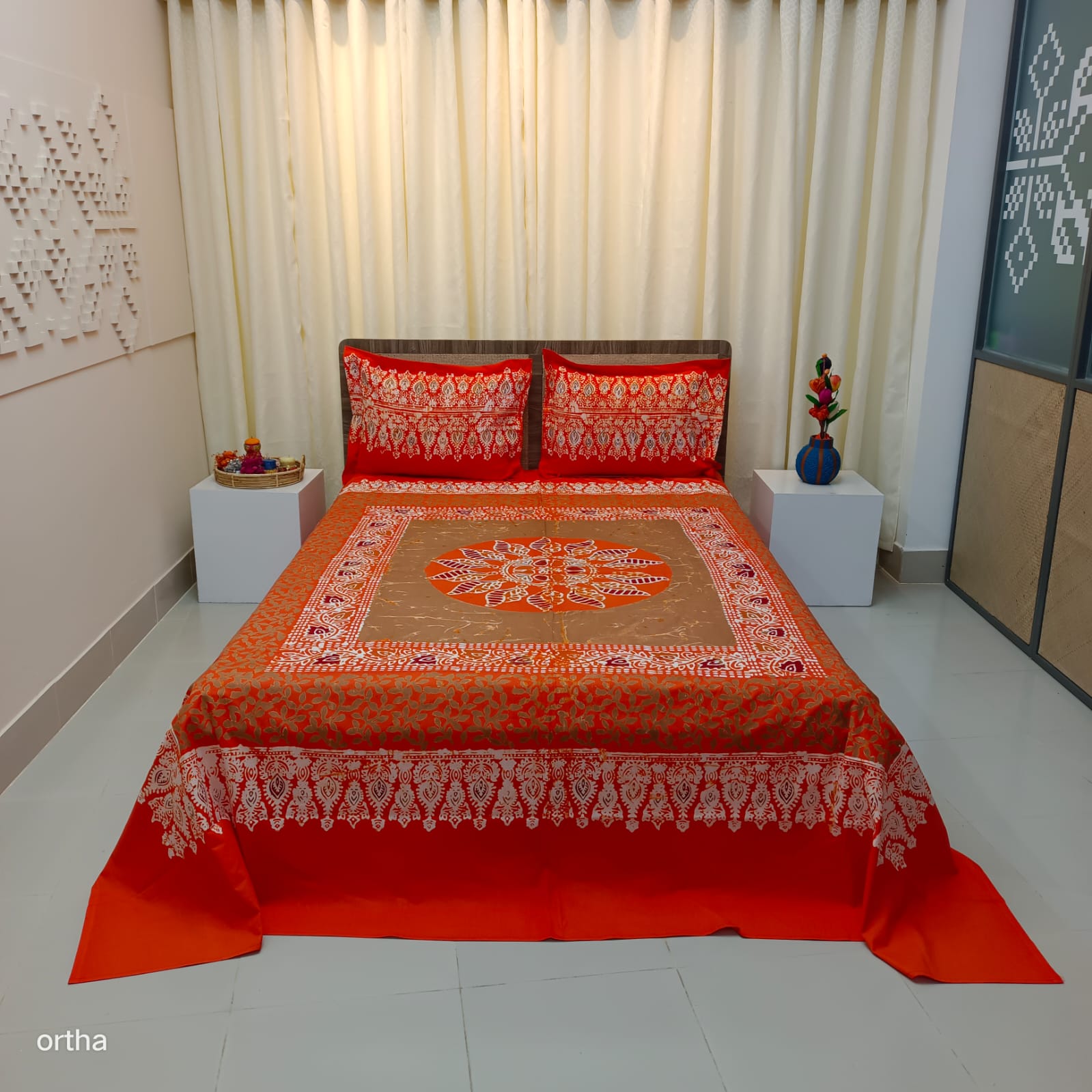 Ortha Designer Collection – 3 Pecs Set – Mom Batik - Orange