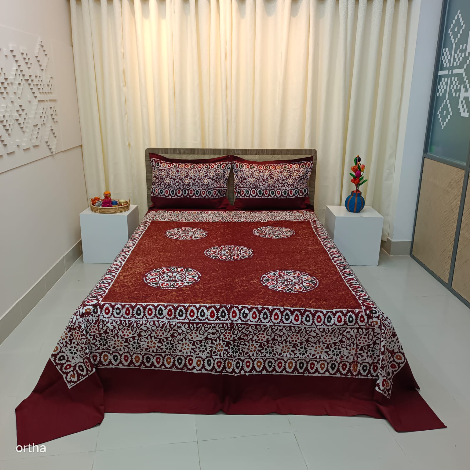 Ortha Designer Collection – 3 Pecs Set – Mom Batik – Maroon