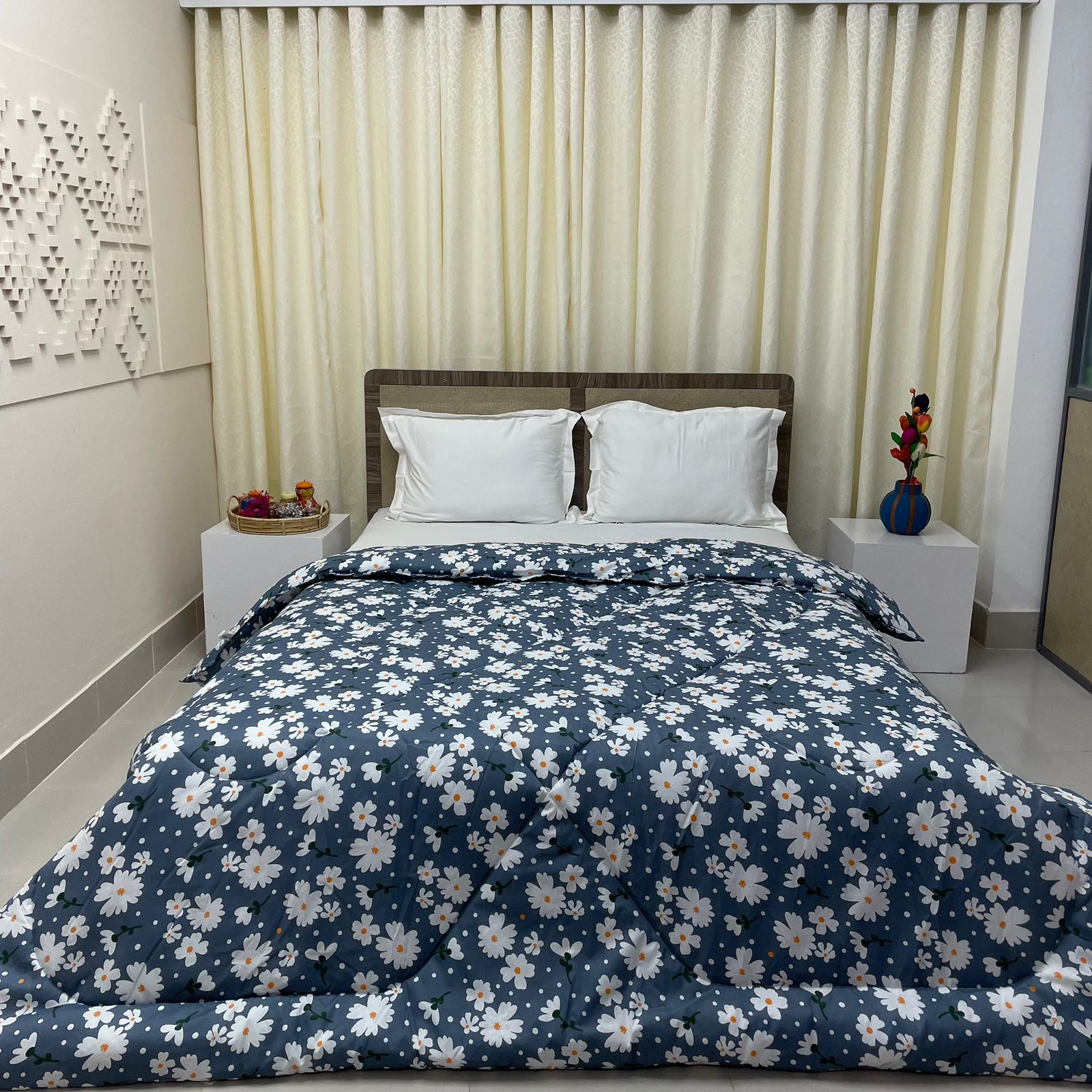 King Size Ortha Comforter (84 X 80 Inch) – Mixed Cotton – Ash Star – Shawl Free