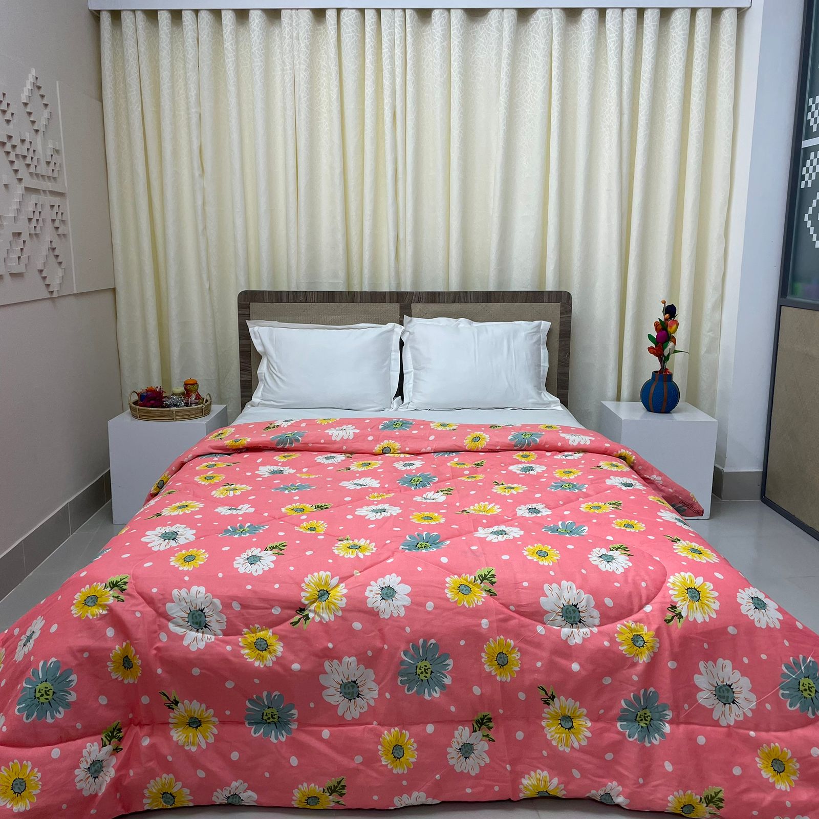 King Size Ortha Comforter (84 X 80 Inch) – Mixed Cotton – Misti Phul – Shawl / Moshari Free